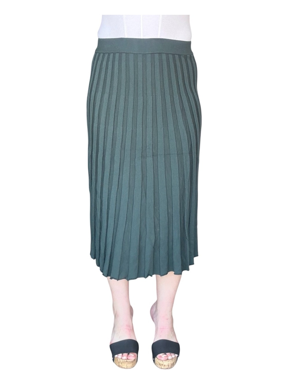 a new day NWOT Olive Green Pleated Midi Skirt